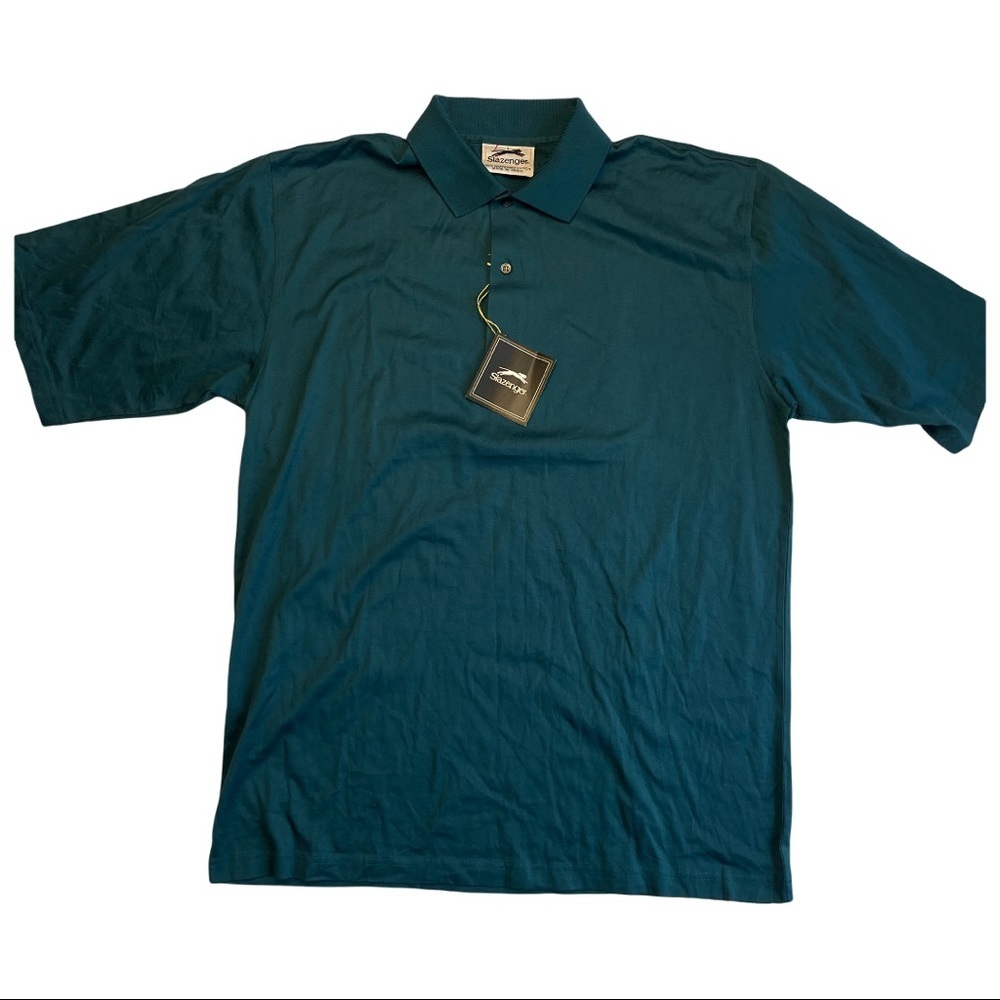 Slazenger Activewear SS Preppy Polo Cotton Golf Shirt Teal Green Sz L NWT